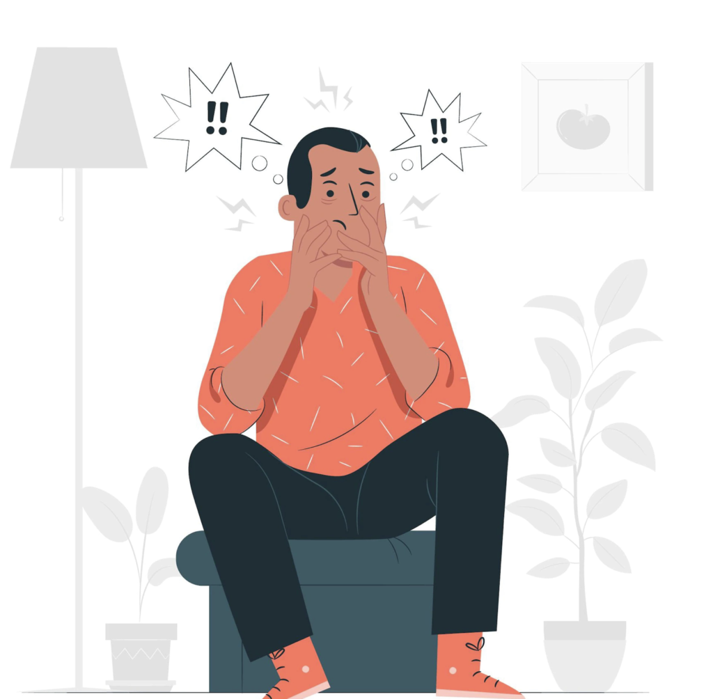 Anxiety causes Bruxism in a man who is worried about what will happen next. Anxiety being a psychological factor is a known cause of Bruxism.